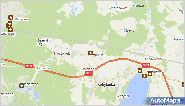 mapa Reptowo gmina Kobylanka, Reptowo gmina Kobylanka na mapie Targeo
