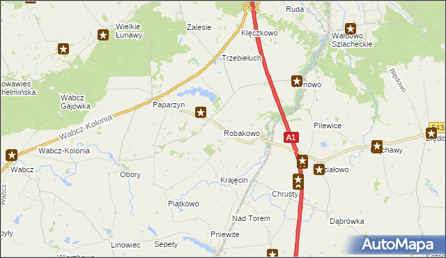 mapa Robakowo gmina Stolno, Robakowo gmina Stolno na mapie Targeo