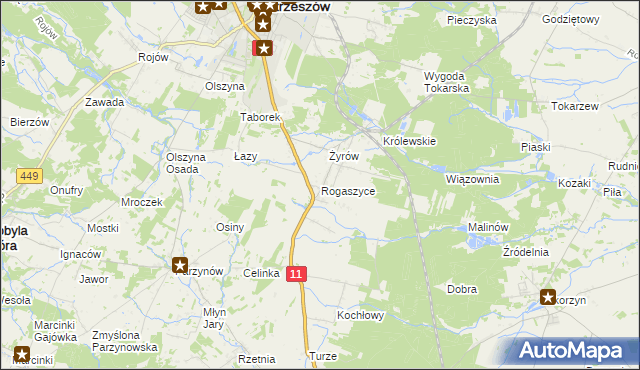 mapa Rogaszyce gmina Ostrzeszów, Rogaszyce gmina Ostrzeszów na mapie Targeo