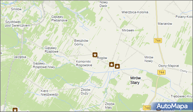 mapa Rogów gmina Mirów, Rogów gmina Mirów na mapie Targeo