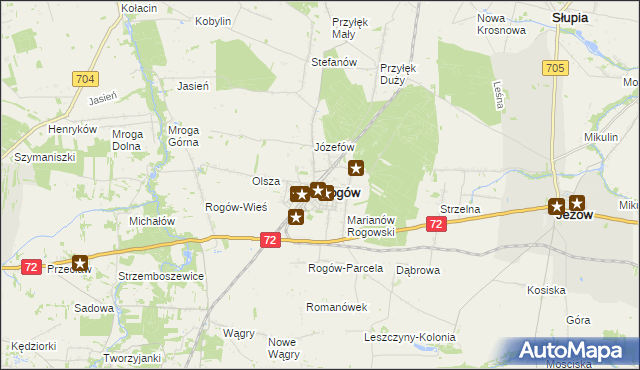 mapa Rogów powiat brzeziński, Rogów powiat brzeziński na mapie Targeo