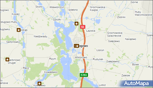 mapa Rogowo powiat żniński, Rogowo powiat żniński na mapie Targeo