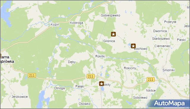 mapa Rokitki gmina Czarna Dąbrówka, Rokitki gmina Czarna Dąbrówka na mapie Targeo