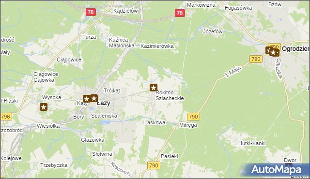 mapa Rokitno Szlacheckie, Rokitno Szlacheckie na mapie Targeo