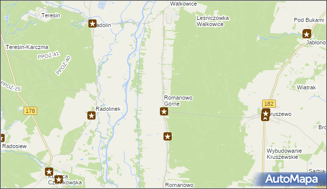 mapa Romanowo Górne, Romanowo Górne na mapie Targeo