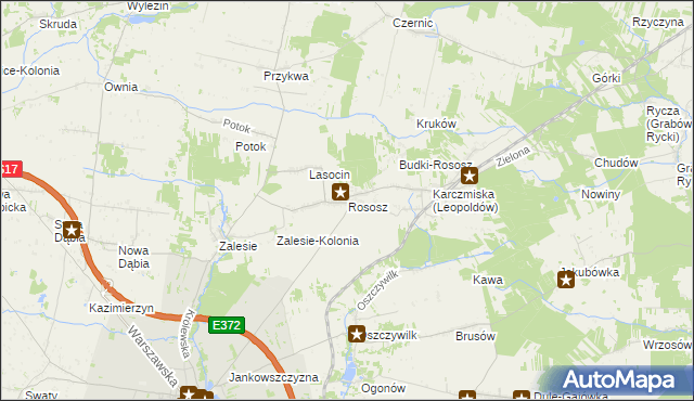 mapa Rososz gmina Ryki, Rososz gmina Ryki na mapie Targeo