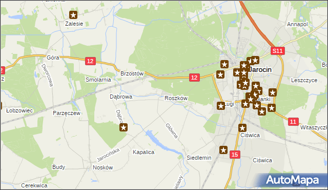 mapa Roszków gmina Jarocin, Roszków gmina Jarocin na mapie Targeo