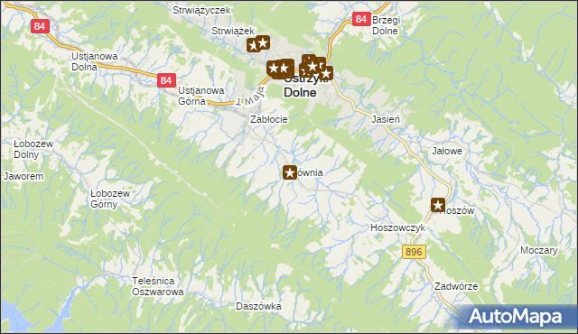 mapa Równia gmina Ustrzyki Dolne, Równia gmina Ustrzyki Dolne na mapie Targeo