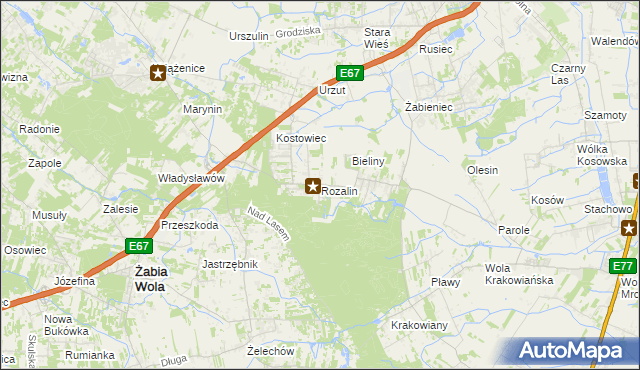 mapa Rozalin gmina Nadarzyn, Rozalin gmina Nadarzyn na mapie Targeo