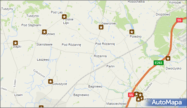 mapa Różanna gmina Bukowiec, Różanna gmina Bukowiec na mapie Targeo