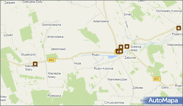 mapa Rożki gmina Żółkiewka, Rożki gmina Żółkiewka na mapie Targeo