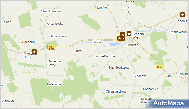 mapa Rożki-Kolonia, Rożki-Kolonia na mapie Targeo