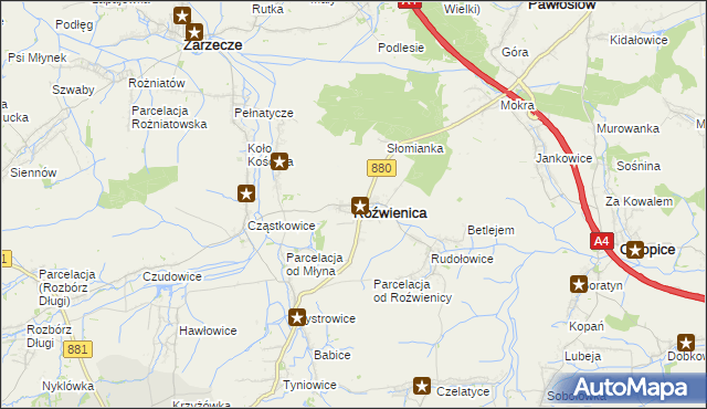 mapa Roźwienica, Roźwienica na mapie Targeo