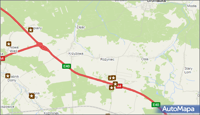 mapa Różyniec, Różyniec na mapie Targeo