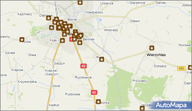 mapa Ruda gmina Wieluń, Ruda gmina Wieluń na mapie Targeo