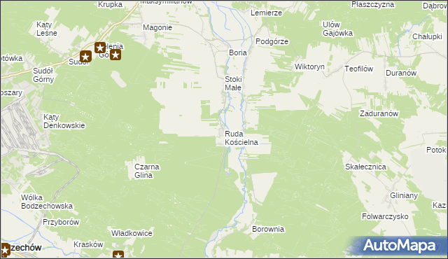 mapa Ruda Kościelna, Ruda Kościelna na mapie Targeo