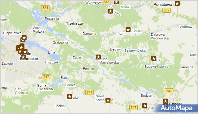 mapa Ruda Maciejowska, Ruda Maciejowska na mapie Targeo