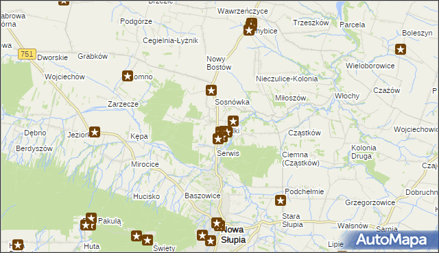 mapa Rudki gmina Nowa Słupia, Rudki gmina Nowa Słupia na mapie Targeo