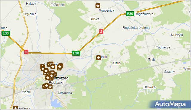 mapa Rudniki gmina Międzyrzec Podlaski, Rudniki gmina Międzyrzec Podlaski na mapie Targeo