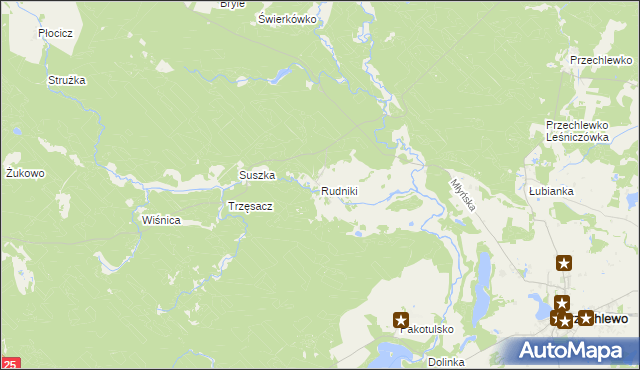 mapa Rudniki gmina Przechlewo, Rudniki gmina Przechlewo na mapie Targeo