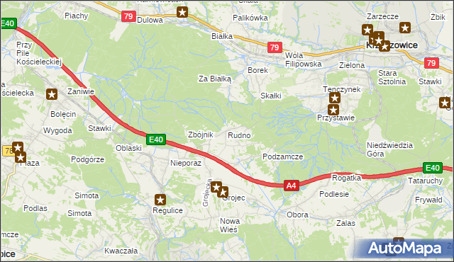 mapa Rudno gmina Krzeszowice, Rudno gmina Krzeszowice na mapie Targeo