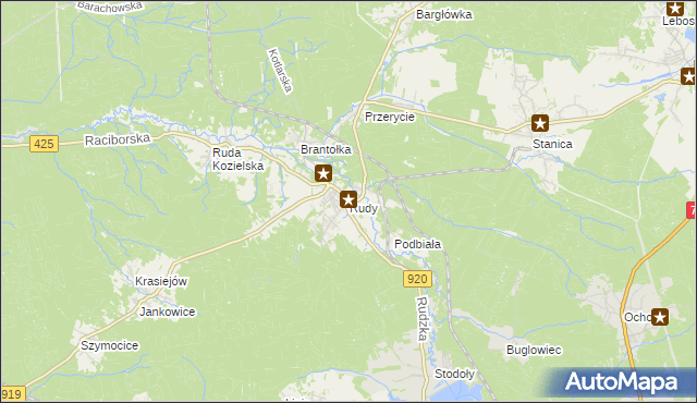 mapa Rudy gmina Kuźnia Raciborska, Rudy gmina Kuźnia Raciborska na mapie Targeo