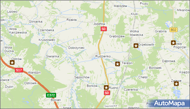 mapa Rudzienko gmina Kołbiel, Rudzienko gmina Kołbiel na mapie Targeo