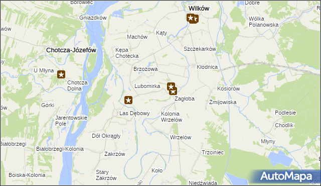 mapa Rybaki gmina Wilków, Rybaki gmina Wilków na mapie Targeo