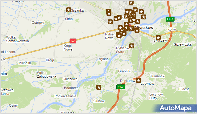 mapa Rybno gmina Wyszków, Rybno gmina Wyszków na mapie Targeo