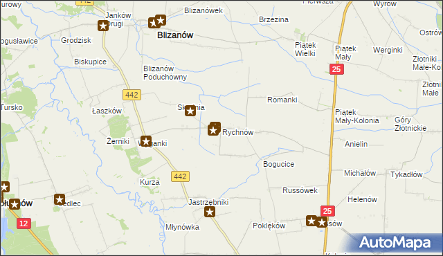 mapa Rychnów gmina Blizanów, Rychnów gmina Blizanów na mapie Targeo