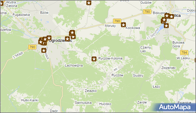 mapa Ryczów-Kolonia, Ryczów-Kolonia na mapie Targeo