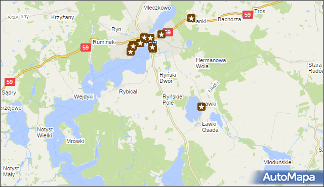 mapa Ryńskie Pole, Ryńskie Pole na mapie Targeo