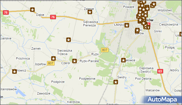 mapa Ryżki, Ryżki na mapie Targeo