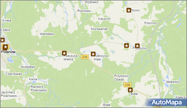 mapa Rzeczyca Mała, Rzeczyca Mała na mapie Targeo