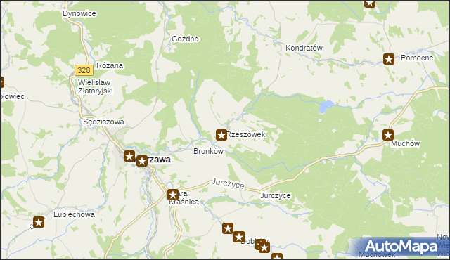 mapa Rzeszówek gmina Świerzawa, Rzeszówek gmina Świerzawa na mapie Targeo