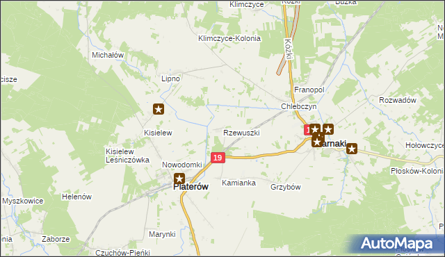 mapa Rzewuszki, Rzewuszki na mapie Targeo