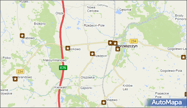 mapa Rzeżęcin, Rzeżęcin na mapie Targeo