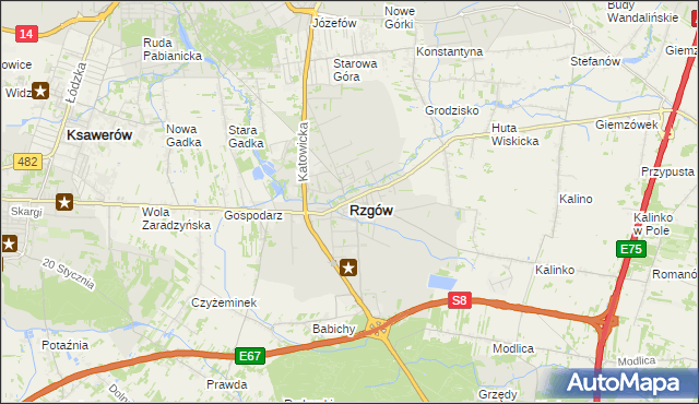 mapa Rzgów powiat łódzki wschodni, Rzgów powiat łódzki wschodni na mapie Targeo