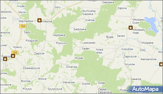 mapa Sadek gmina Pińczów, Sadek gmina Pińczów na mapie Targeo