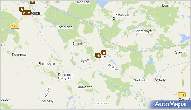 mapa Sądów gmina Dolice, Sądów gmina Dolice na mapie Targeo