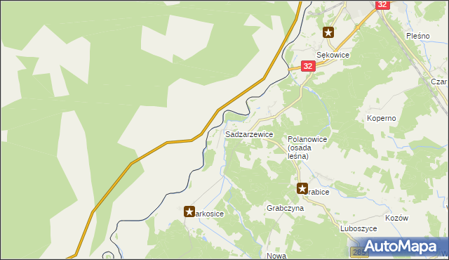 mapa Sadzarzewice, Sadzarzewice na mapie Targeo
