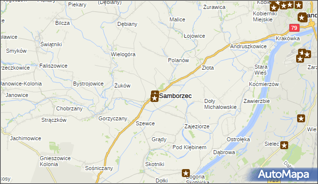 mapa Samborzec, Samborzec na mapie Targeo