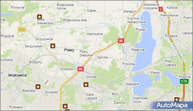 mapa Sarnów gmina Psary, Sarnów gmina Psary na mapie Targeo