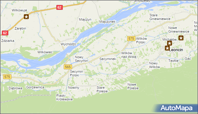 mapa Secyminek, Secyminek na mapie Targeo