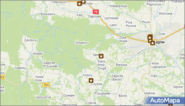 mapa Sędek gmina Łagów, Sędek gmina Łagów na mapie Targeo