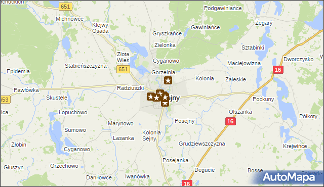 mapa Sejny, Sejny na mapie Targeo