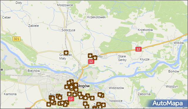 mapa Serby, Serby na mapie Targeo