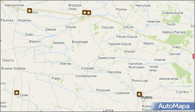 mapa Sewerynów gmina Iłów, Sewerynów gmina Iłów na mapie Targeo