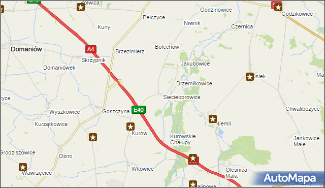 mapa Siecieborowice, Siecieborowice na mapie Targeo