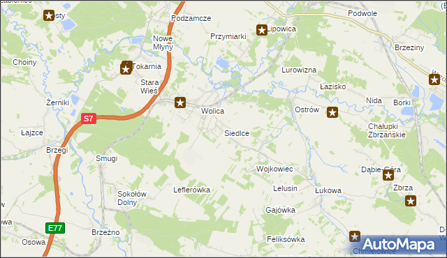 mapa Siedlce gmina Chęciny, Siedlce gmina Chęciny na mapie Targeo